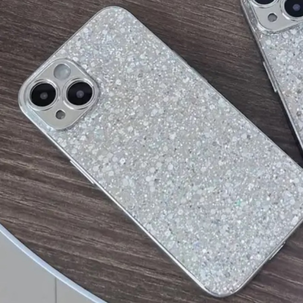 New iPhone 15 Silver Rhinestone Glitter Case